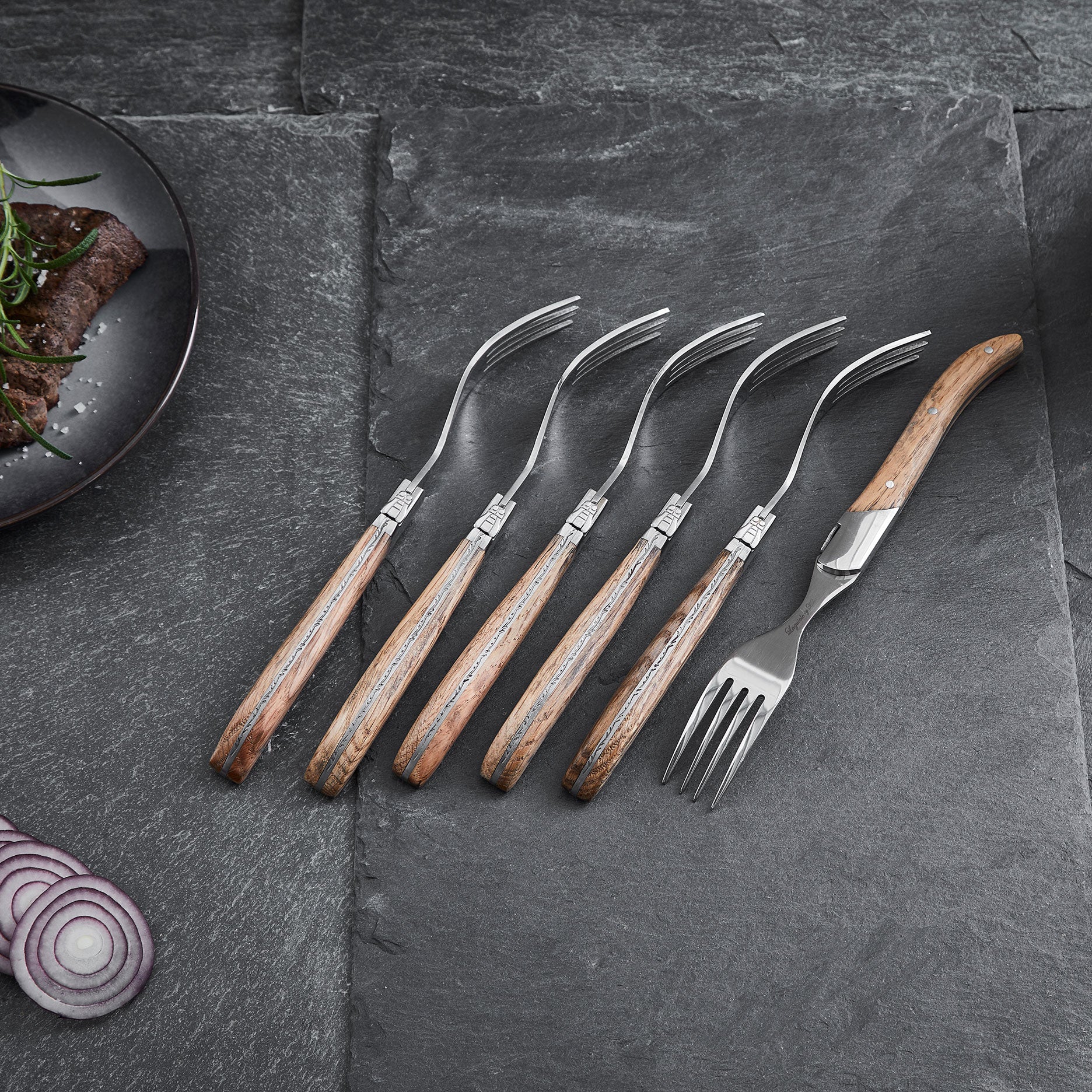 Steakgaffel 6 stk egetræ